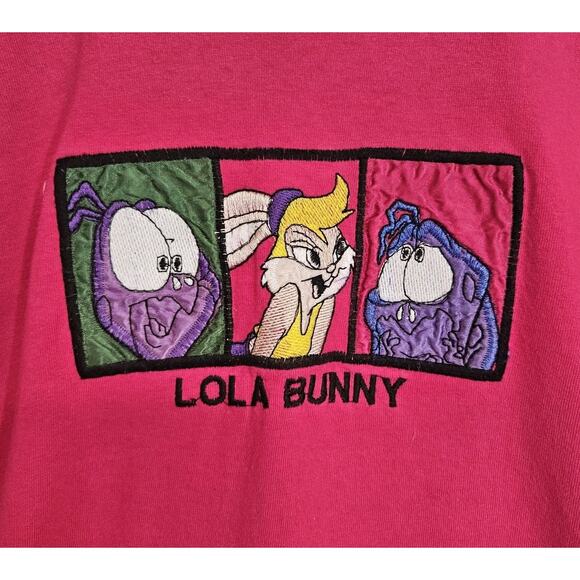 Vintage 1996 Space Jam Lola Bunny Pink Short Sleeve Single Stitch T-Shirt Large - Picture 2 of 6